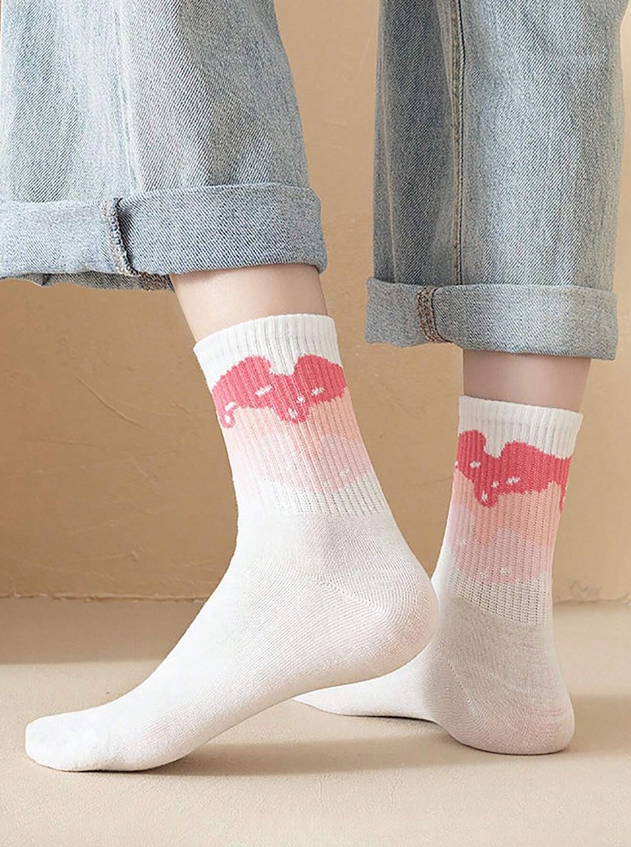 Calcetines blanco y rosa