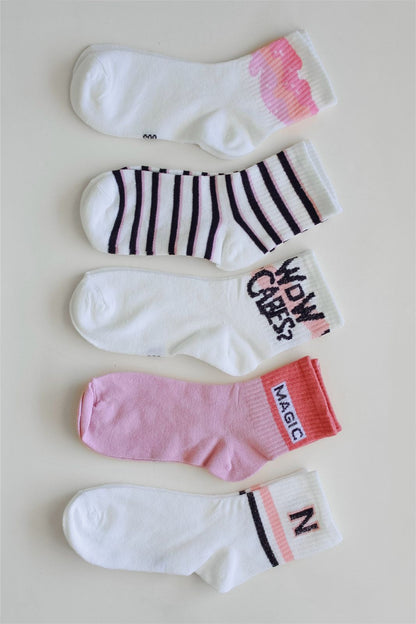Calcetines blanco y rosa